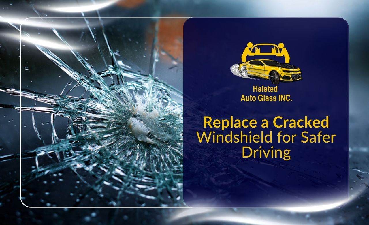 cracked windshield replacement warning signs on a windshield with visible crack patterns