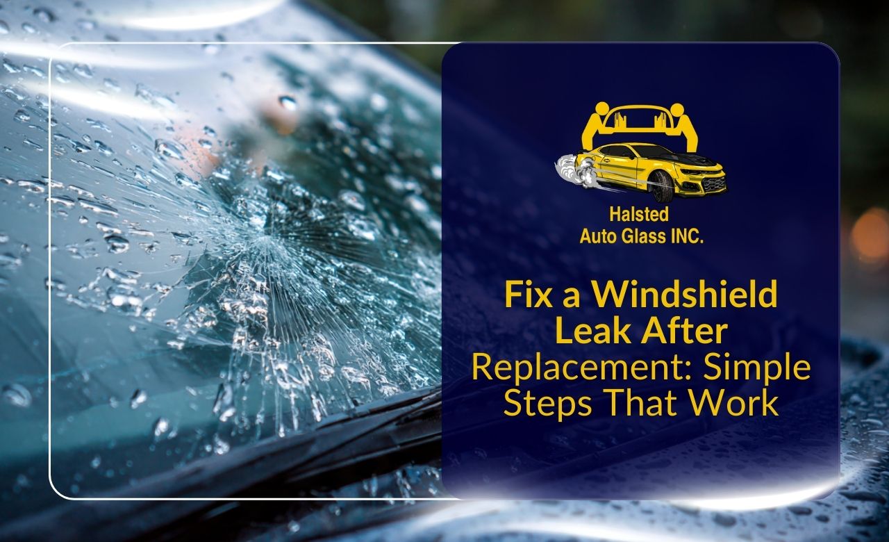Water test to find a windshield leak after replacement around the glass edges