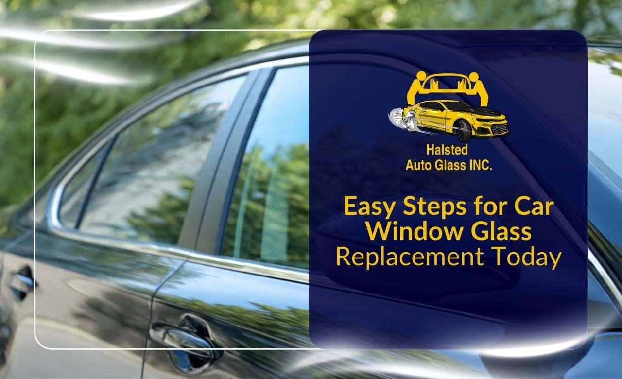 Car window glass replacement on a side door with a clean and secure fit
